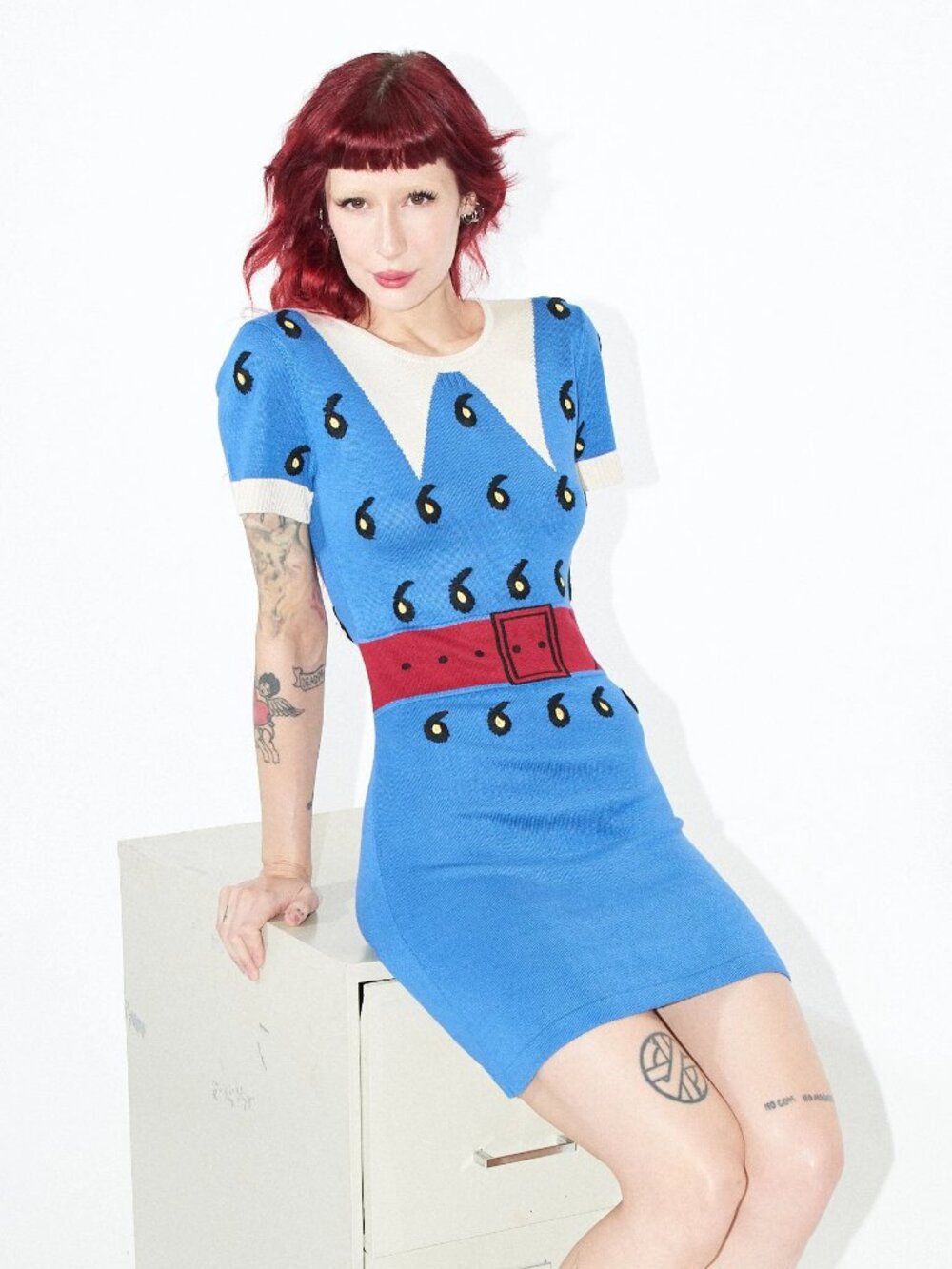 RARE Fashion Brand Company Trompe L'oeil Knit Sweater Dress Size L (Fits like M)